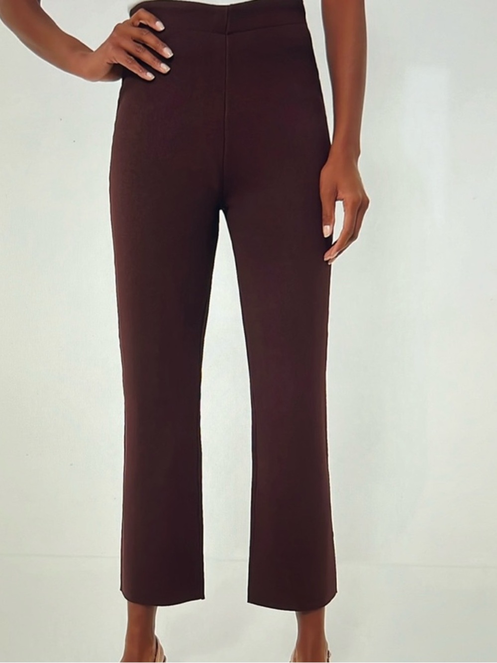 Tuckernuck Brown Compression Knit Ashford Pants XXL high rise straight leg crop